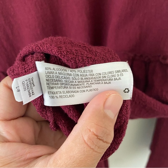 Isabel Maternity Size Large Blouse Maroon Long Sleeves Burgundy - Picture 2 of 4